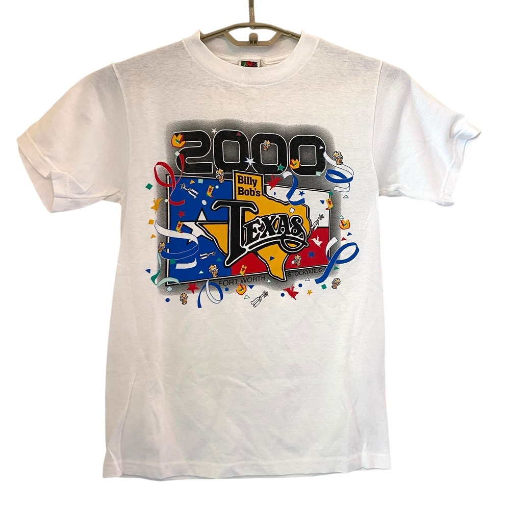 Billy Bobs Texas VTG Tee‎ 2000 Fort Worth Stockyards Graphic T Shirt White Small